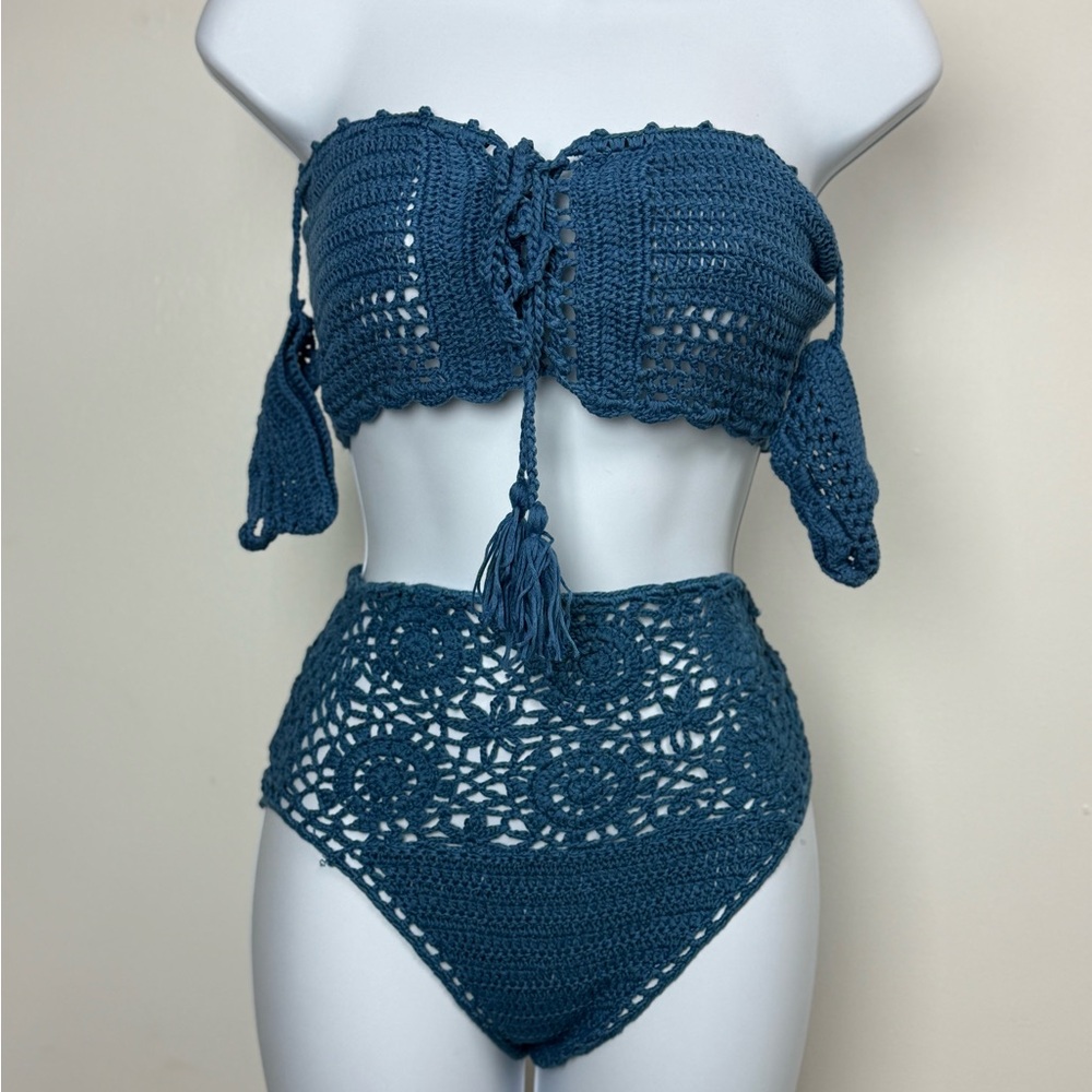 Handmade Teal Crochet Bikini Set